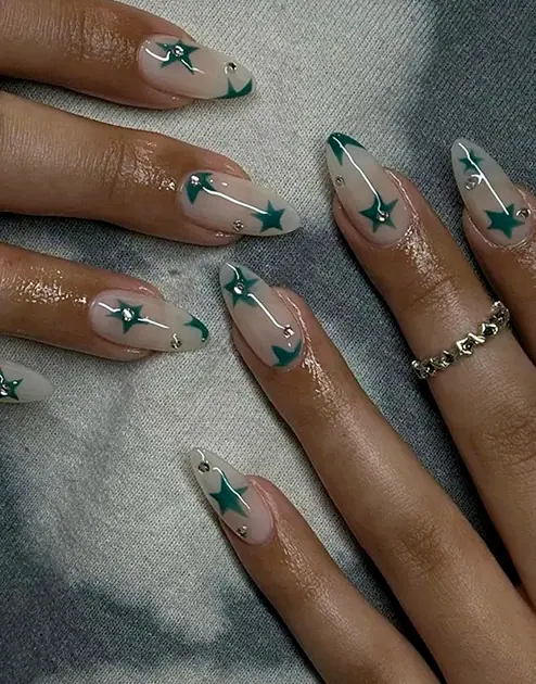 Green Y2K Nails