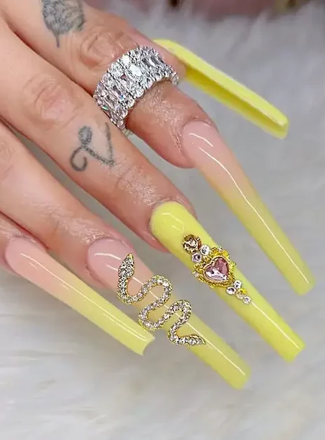Yellow Y2K Nails