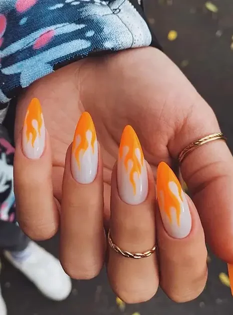 Orange Y2K Nails