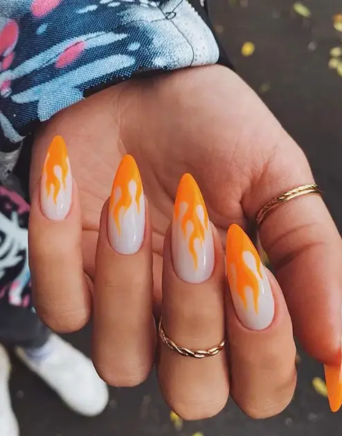 Orange Y2K Nails