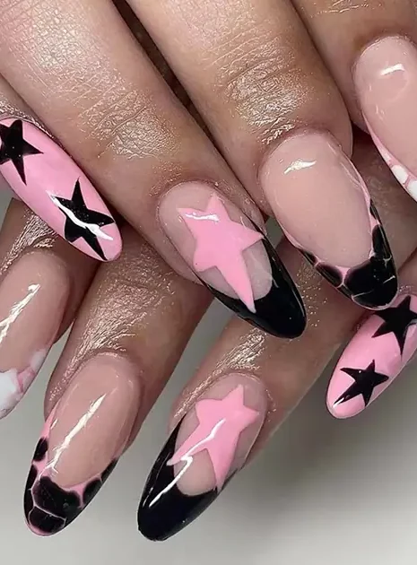 Y2K Nails Pink And Black