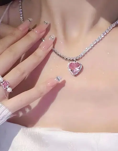 Y2K Pink Heart Necklace