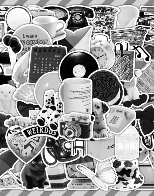 Y2K Stickers Black And White